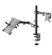 Notebook-Monitor-Halterung 70815 schwarz für 1 Monitor und 1 Notebook, Tischbohrung, Tischklemme