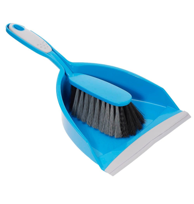 Kehrgarnitur Schaufel mit Lippe + Handfeger grau/blau