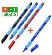3+1 GRATIS: 3 Kugelschreiber Slider Edge blau Schreibfarbe farbsortiert + GRATIS 1 Kugelschreiber Slider Edge blau