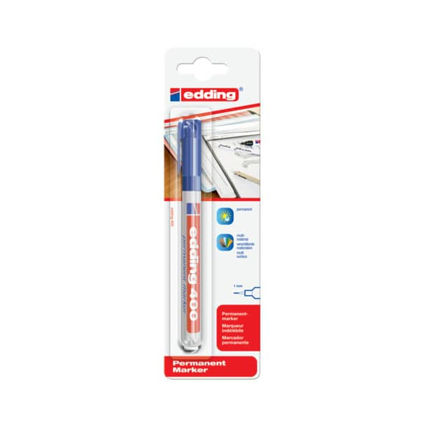 10 Stück Edding Permanentmarker 400, 400-1-1003, Blister, blau, 1mm Rundspitze 4004764060207 Edding