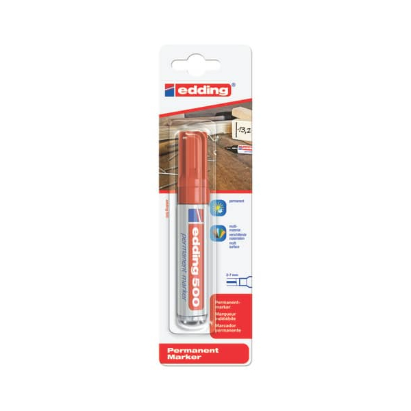 6 Stück Edding Permanentmarker, ED500SB, Blister, rot, 2-7mm Keilspitze 4004764060313 Edding