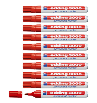 Permanentmarker 3000, 4-3000002, Packung, rot, 1,5-3mm Rundspitze