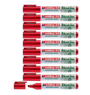 Permanentmarker 22 EcoLine, 4-22002, Packung, rot, 1-5mm Keilspitze