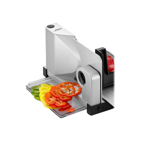 4004822521008 - Ritter Schneidemaschine - icaro 7 - Made in Germany - Allesschneider Elektrisch klappbar - 65W Eco Motor - Brotschneidemaschine Fleischschneidemaschine Fleisch Brot Gemüse - Brotschneidemaschine Silber