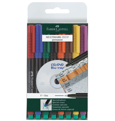 Folienstift Multimark 1513 F farbig sortiert 0,6 mm 8er Etui permanent