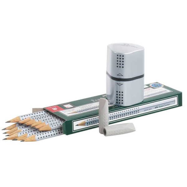 4005401170808 - Schreibgeräteset GRIP 2001 117080 12x silber kA HB 4005401170808 Faber-Castell