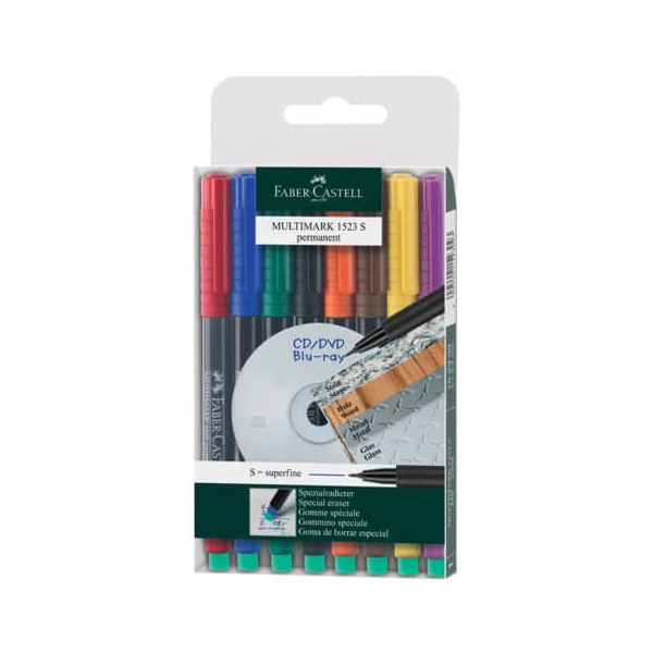 5 Stück Faber-Castell Folienstift Multimark 1523 S farbig sortiert 0,4 mm permanent 8er-Etui 4005401523093 Faber-Castell 8 Stück