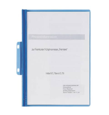Schnellhefter Serie 2250 225006, A4, blau, Polyvinylchlorid (PVC), Vorderdeckel transparent