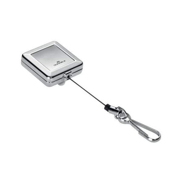 4005546806433 - Aufrollmechanismus quadratisch Druckknopfschlaufe 80cm silber