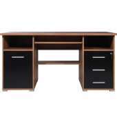 Schreibtischkombination 0484-87, 75cm (H), 145x70cm (BxT), rechteckig, walnuss    schwarz / walnuss