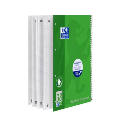 Collegeblock 100050405 Linkshänder, Lineatur 38 / kariert mit Rand innen/außen, A4+, 90g, grün, 80 Blatt