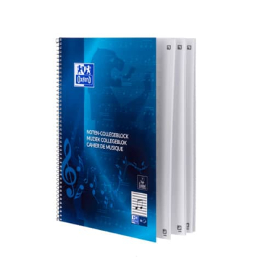 Collegeblock 100050345 Noten, Lineatur 14 / Notenlinien, A4+, 90g, blau, 50 Blatt
