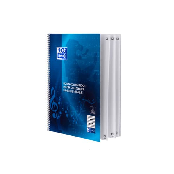 4006144962019 - Collegeblock 100050345 Noten Lineatur 14   Notenlinien A4+ 90g blau 50 Blatt 4006144962019 Oxford