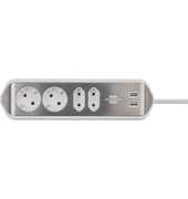 Steckdosenleiste 1153590420 estilo, 4-fach, silber/wei&szlig;