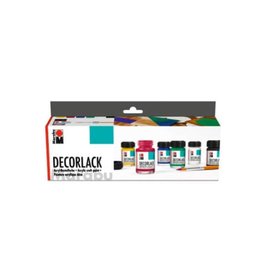 Acrylfarbe Decorlack 11300 000 00087, Starter-Set, 1 Pinsel Universal, 6 x 15ml - Acrylfarbe, 1 Motivvorlage, 1 Anleitung
