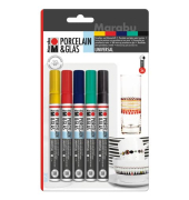 Porzellanmalstift 01230 000 00080, gelb, rot, grün, blau, schwarz, 1-2mm