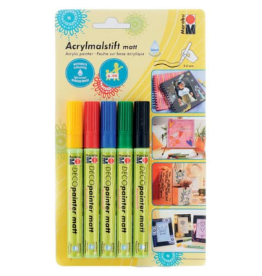 Acrylmalstift 01220 000 00081, gelb, rot, grün, blau, schwarz, 3-4mm, 5er-Set