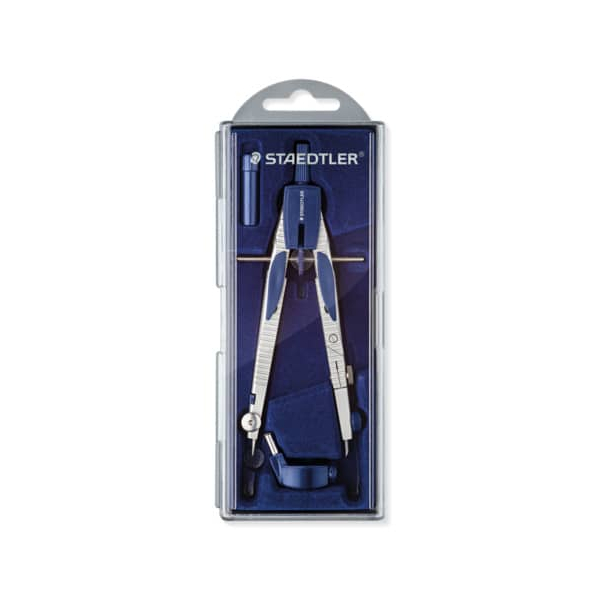 4007817027844 - STAEDTLER Schnellverstellzirkel 553 01 Drucktastenmechanik Mitteltriebsspindel Bleischenkel & Nadelschuh abknickbar - 1 Stück (553 01)