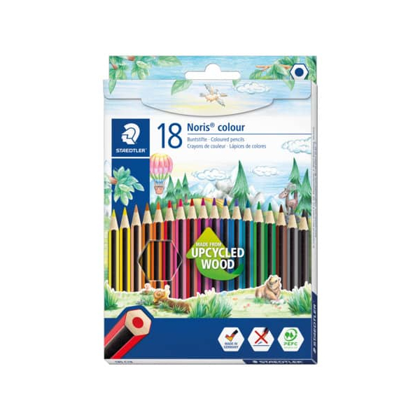 4007817029893 - STAEDTLER Buntstift Noris Colour 18er Kartonetui sechseckig Streifen-Design ergonomische Soft-Oberfläche - 1 Stück (185 C18)