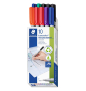 Folienstift Lumocolor, 316 B10, 6-farbig sortiert, 0,6mm, Rundspitze, teils nachf&uuml;llbar