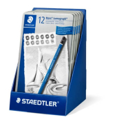 Bleistift-Set Mars Lumograph, 100 G12 S, 12x blau, k.A., 8B,7B,6B,5B,4B,3B,2B,B,HB,F,H,2H