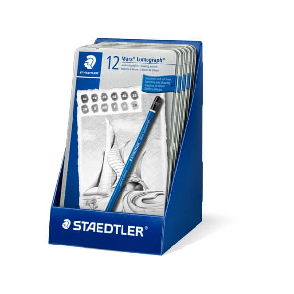 5 Stück Staedtler Bleistift-Set Mars Lumograph 100, 100 G12 S, Härte 8B,7B,6B,5B,4B,3B,2B,B,HB,F,H,2H, blau 4007817114681 Staedtler 12 Stück