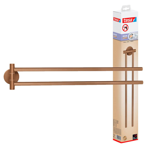 4063565243790 - Moon Handtuchhalter 2-armig in gebürsteter Bronze - selbstklebende Handtuchstange aus PVD-beschichtetem Metall - ohne Bohren inkl Klebelösung - 84 4063565243790 - Moon Handtuchhalter 2-armig in gebürsteter Bronze - selbstklebende Handtuchstange aus PVD-beschichtetem Metall - ohne Bohren inkl Klebelösung - 84