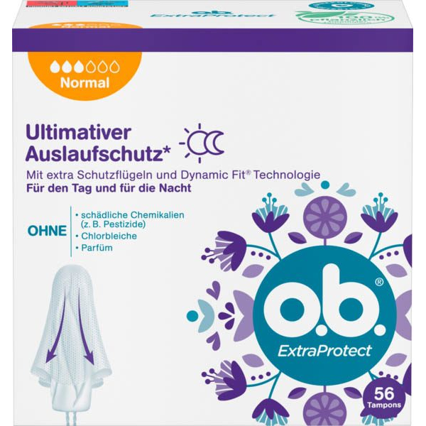5 Stück O.B. Tampons ExtraProtect Normal für mittlere bis stärkere Tage 3574661577845 O.B.