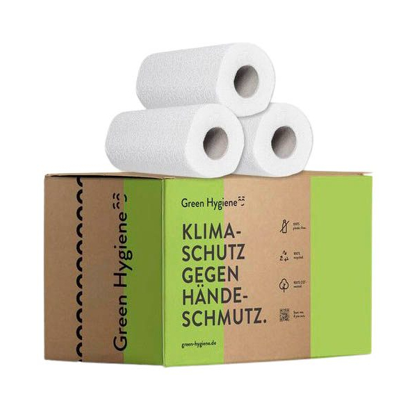 4250820605169 - Green Hygiene® KARLA Küchenrolle Großrolle 3-lagig Umweltfreundliche Küchentücher aus 100% Recyclingpapier 1 Karton = 18 Packungen à 2 Rollen 4250820605169 - Green Hygiene® KARLA Küchenrolle Großrolle 3-lagig Umweltfreundliche Küchentücher aus 100% Recyclingpapier 1 Karton = 18 Packungen à 2 Rollen