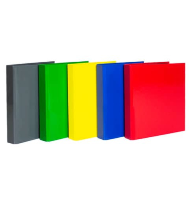 Ringbuch 2762400-99, A5 2 Ringe 25mm Ring-&Oslash; Karton, Papier kaschiert mit Glanzlaminierung farbig sortiert