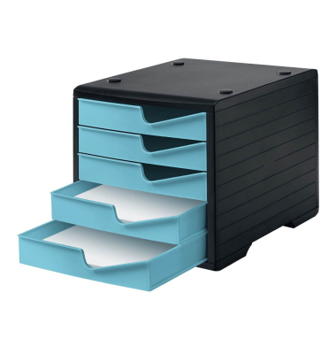 Schubladenbox styroswingbox  aqua 275-8430.5294, DIN A4 mit 5 Schubladen