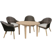 Sitzgruppe PUEBLO ARVADA taupe, natur Kunststoff, Holz, 5-teilig