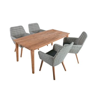 Sitzgruppe RAPALLOVISALIA dunkelgrau, grau Kunststoff, Holz, 5-teilig