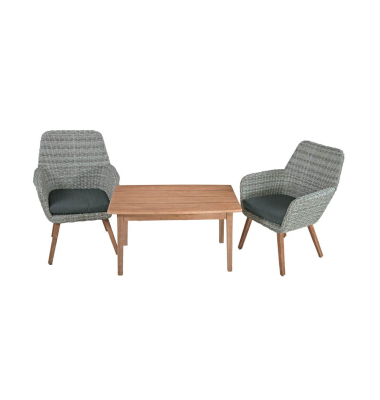 Sitzgruppe RAPALLOPUEBLO dunkelgrau, grau Kunststoff, Holz, 3-teilig