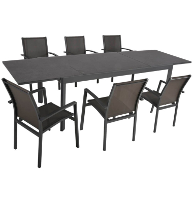 Sitzgruppe NEREA, schwarz Metall, 7-teilig