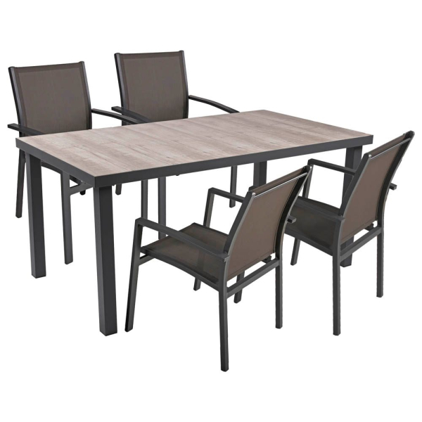 4041908125378 - 5tlg Tischgruppe RANA Set Garten Sitzgruppe Outdoor Grau Metall Polster Möbel 4041908125378 - 5tlg Tischgruppe RANA Set Garten Sitzgruppe Outdoor Grau Metall Polster Möbel