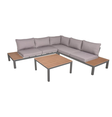 Loungegruppe VALENTINA grau, anthrazit Metall, 4-teilig