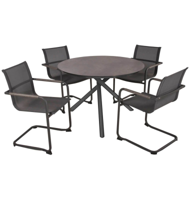 Sitzgruppe SOPHIA 08, grau Metall, 5-teilig