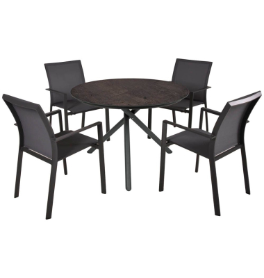 Sitzgruppe SOPHIA 10 mittelgrau, pfefferschwarz Metall, 5-teilig