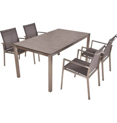 Sitzgruppe SIENNA 13, taupe Metall, 5-teilig