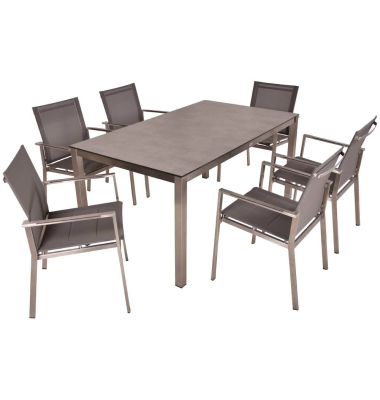 Sitzgruppe SIENNA 14, taupe Metall, 7-teilig
