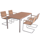 Sitzgruppe DENVER 06, silber Holz, Metall, 7-teilig