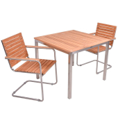 Sitzgruppe DENVER 10, silber Holz, Metall, 3-teilig