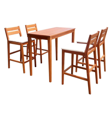 Bartisch-Set MAINE beige, natur Holz, 5-teilig