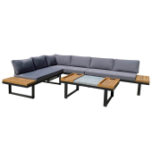Loungegruppe MERIDA grau, schwarz Metall, 4-teilig