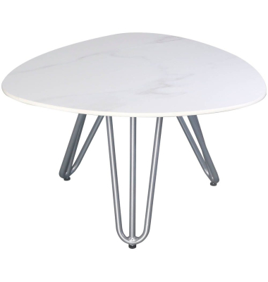 Beistelltisch SILENA, 39cm (H), dreieckig abgerundet, grau / schwarz