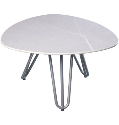 Beistelltisch EMILIA, 39cm (H), dreieckig abgerundet, grau / schwarz