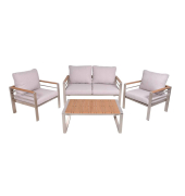 Loungegruppe FLORENCE hellgrau, braun Metall, 4-teilig