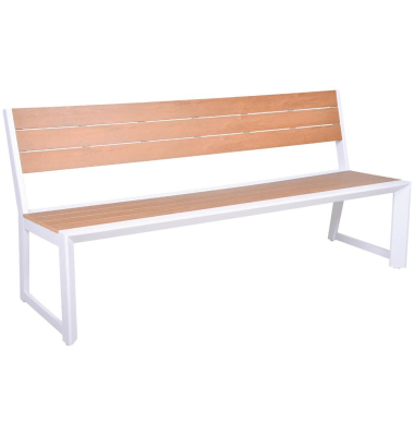 Gartenbank VENICE 305471 weiß, holz-optik natur Metall 180,0 cm