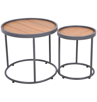 Beistelltisch SILEA, 40/45cm (H), rund, hellbraun / anthrazit